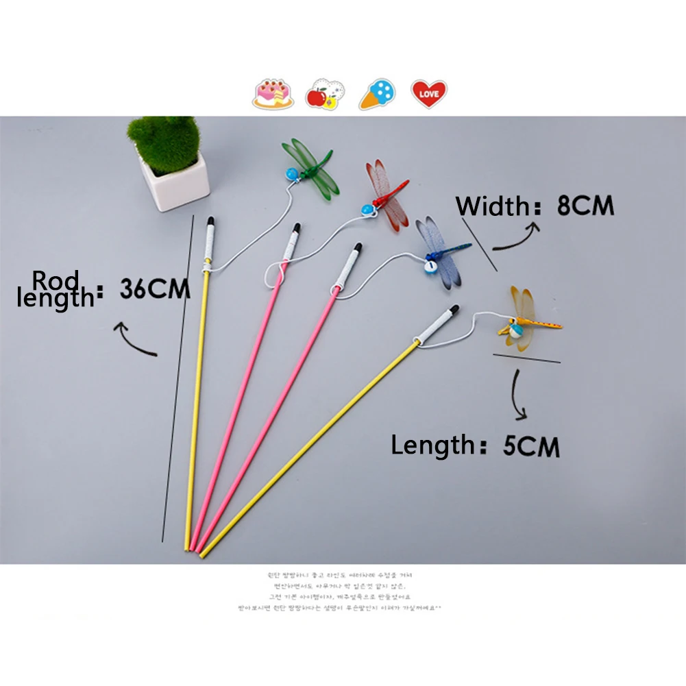 Забавная игрушка-Палочка для кошек с стрекозой, цветная игрушка для домашних питомцев кошек, игрушка для кошек, палочка, товары для домашних животных с колокольчиком(случайный цвет