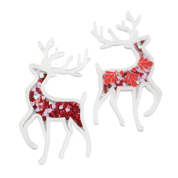 

New Christmas Deer Transparent Plastic Resin with Colorful Sequins DIY Make Hair Clip Accessories Craft Handmade Decor,5Yc6894