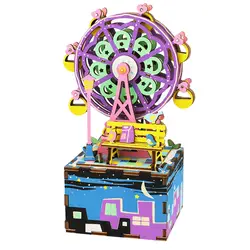 Robotime музыкальная шкатулка Happy колесо обозрения Форма Цветная 3D сборки DIY паровой стебель игрушечные лошадки для детей рождественские