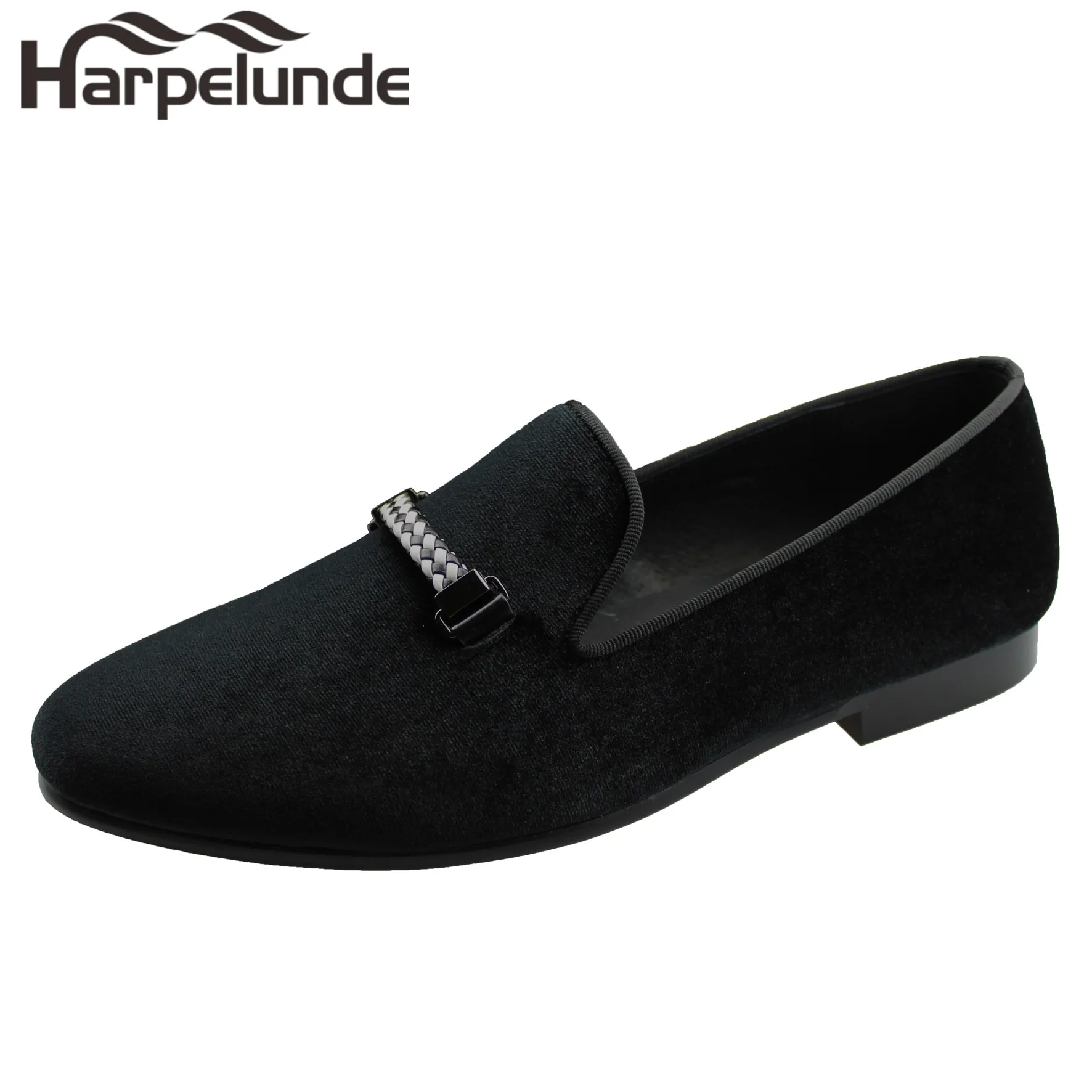 Com Preto Até verde Mocassins vermelho Preto Fivela Homens Harpelunde De Sapatos Vestido Tecido Veludo azul wpWa5qR8O