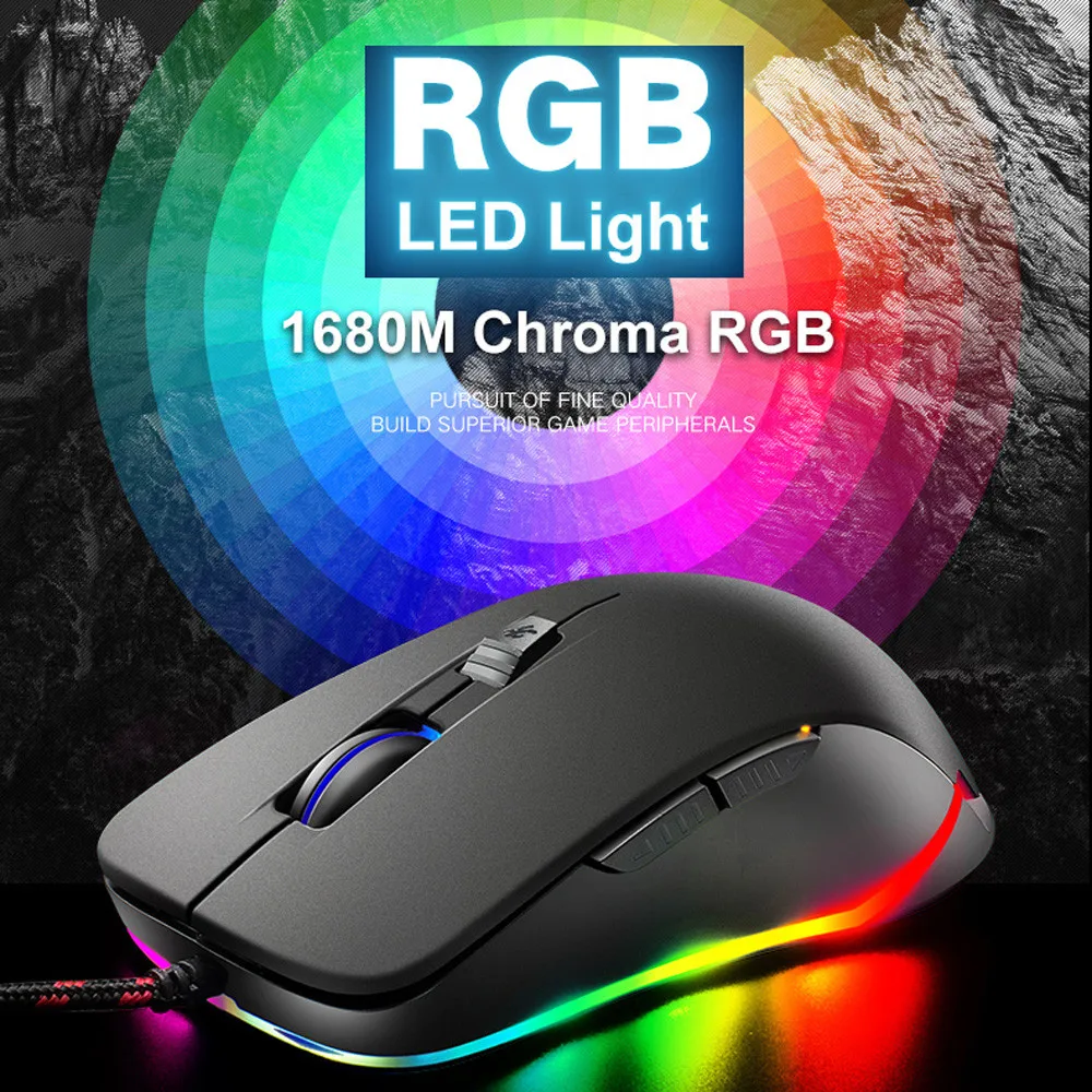 V6 проводной RGB светодиодный с подсветкой 4000 dpi оптическая Usb эргономичная игровая мышь ПК ноутбук