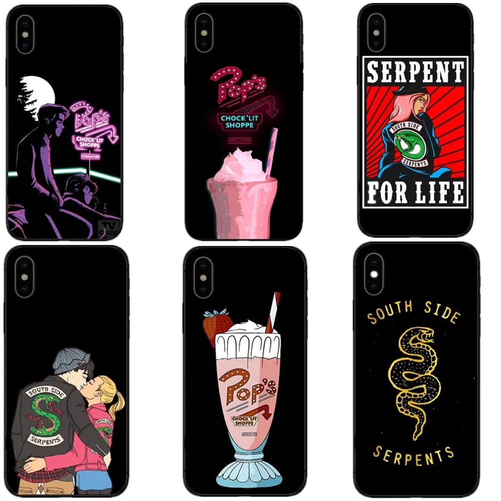 

American TV Riverdale Black Soft Silicone Phone Case for iPhone X Southside Serpents Cover For iPhone 5 5s SE 6 6SPlus 7 8 Plus