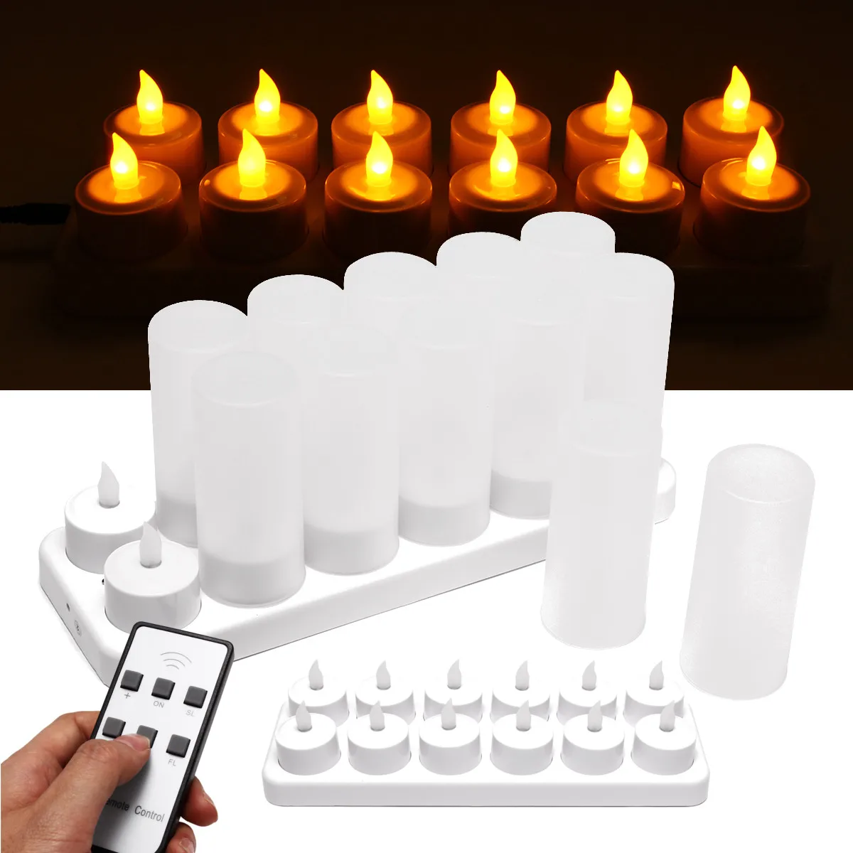 

Remote Control 12PCS Flameless LED Candle Set Flickering Tea Light Wedding Party Decoration Home Decor Electronic Candle