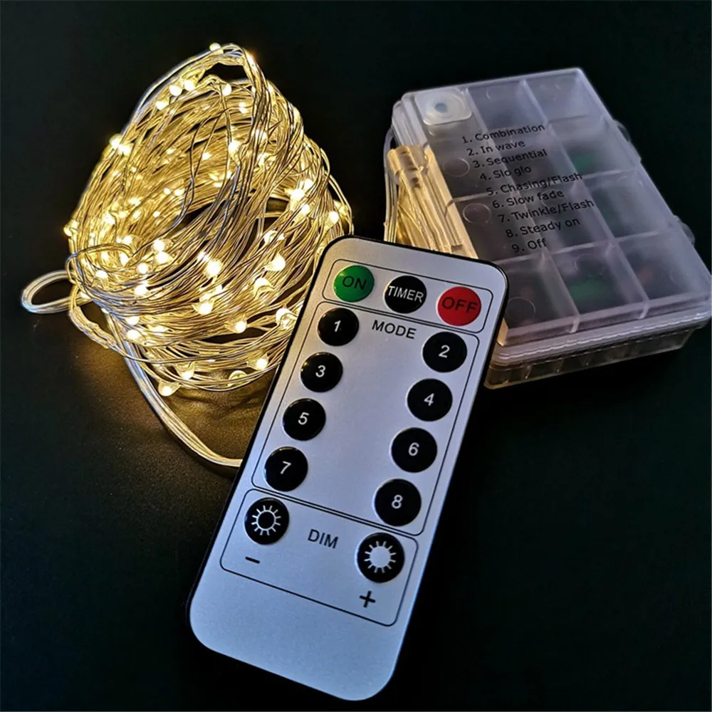 Goedkoop 5 m of 10 m led string licht met RF afstandsbediening 8 Modi IP65 waterdichte decoratie fairy licht voor Slaapkamer, tuin, Straat