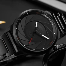 Montre-bracelet à Quartz pour hommes, de luxe, montre-bracelet en acier noir, de marque Unique, Design Unique, Design Unique, haut tendance