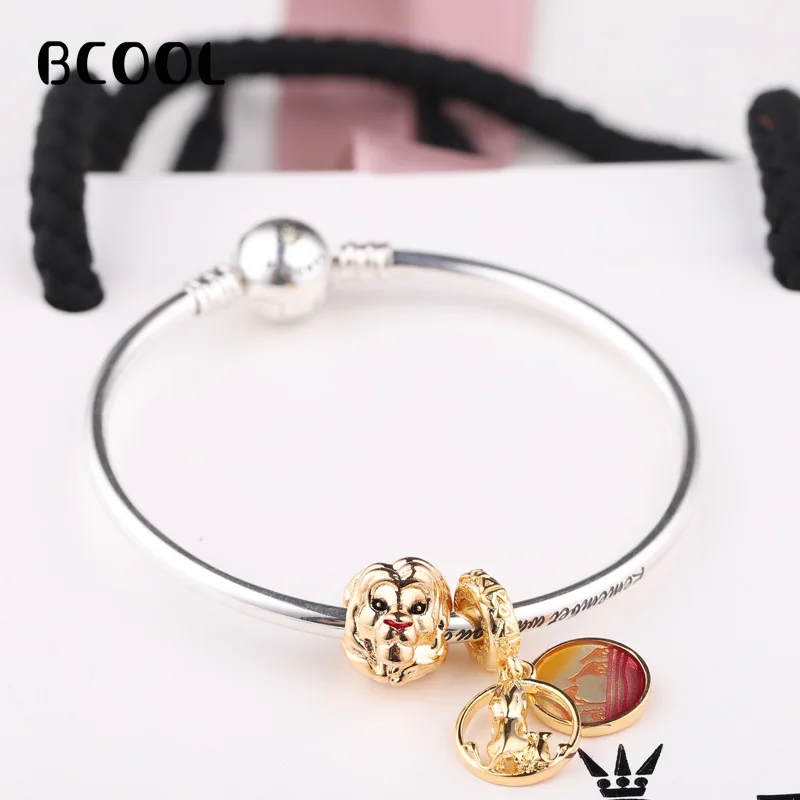 

BCOOL DIY Fashion Charm Silver 925 Original 100% 1:1 Copy, Suitable For Women's Lion King Bracelet Jewelry Gift