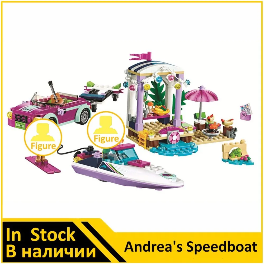 Bela Building Blocks 10758 Compatible with Friends Heart Lake Andrea's Speedboat 41316 Model Educational Toy for Children | Игрушки и