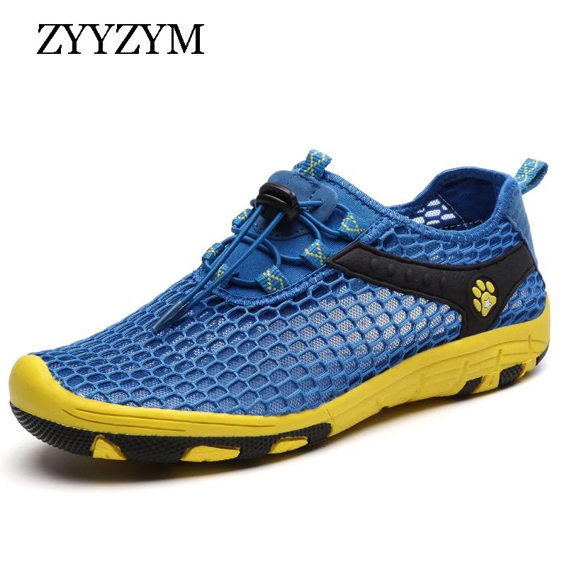 

ZYYZYM Men Shoes Mesh Summer Men Casual Shoes Footwear Fashion Sneakers Hollowing Breathable Light Outdoor Men Walking Shoes