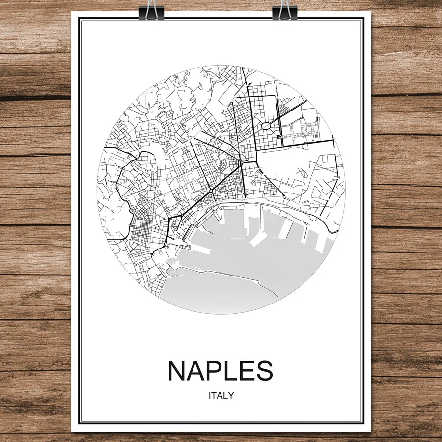 

NAPLES Italy Abstract World City Street Map Print Poster Coated Paper Cafe Bar Living Room Home Decor Wall Sticker 42x30cm
