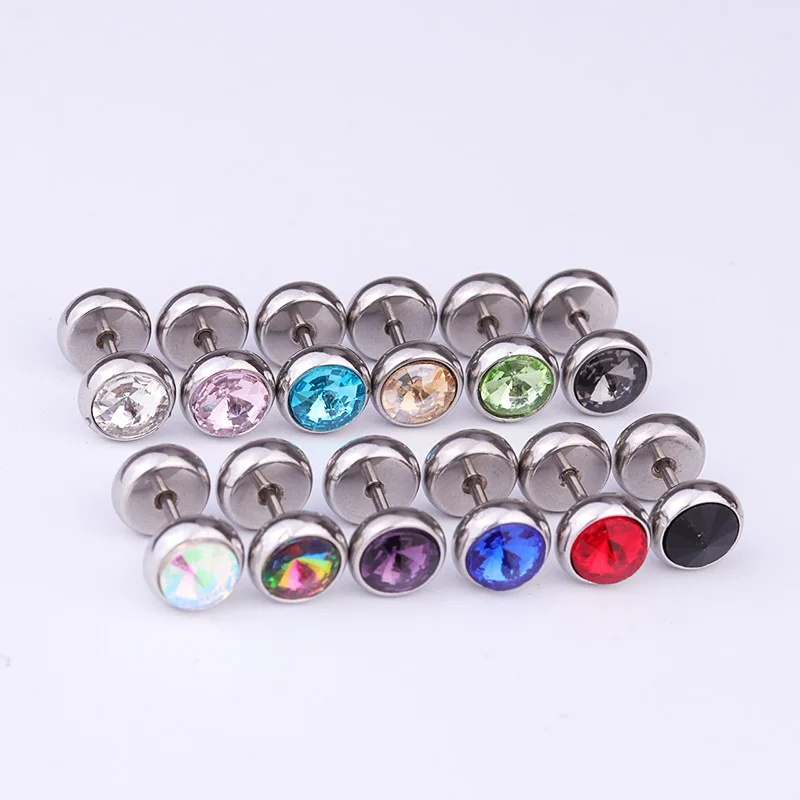 Сережки для пирсинга из нержавеющей стали 316L 2 шт. 8 мм 12 цветов|piercing earrings|fake ear plugear