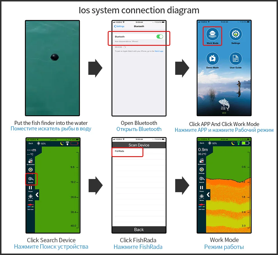 Erchang Рыболокаторы Портативный Беспроводной сонар Сенсор датчик детектора Рыболокаторы Bluetooth эхолот Рыболокаторы s Рыбная ловля