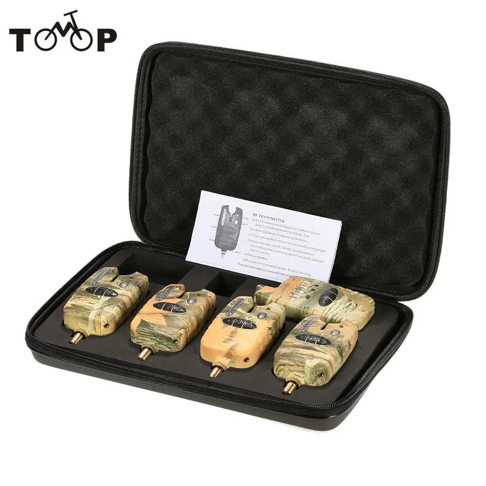 

Lixada 4 Fishing Bite Alarm +1 Fishing Receiver in Case Wireless Digital Water-resistant Carp Fishing Alarm Alert Set