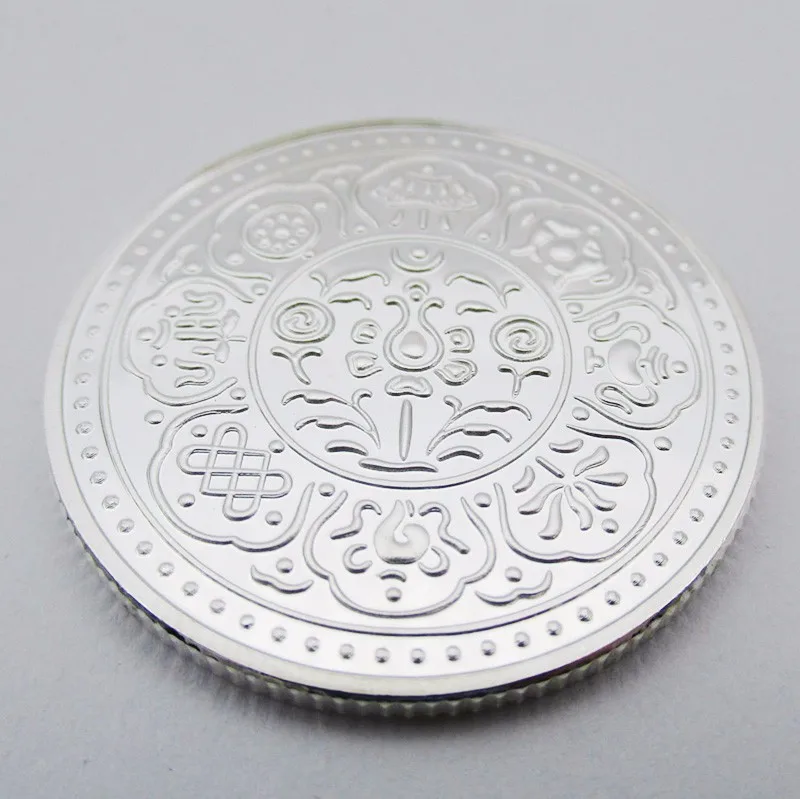 Тибетско-буддистские серебряные памятные монеты, сувенирные металлические ремесленные монеты
