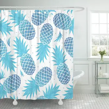 

Waterproof Shower Curtain Curtains Colorful Hawaiian Vintage Pineapple for Your Orange Fruit Cream Ice Papaya Botany Extra Long