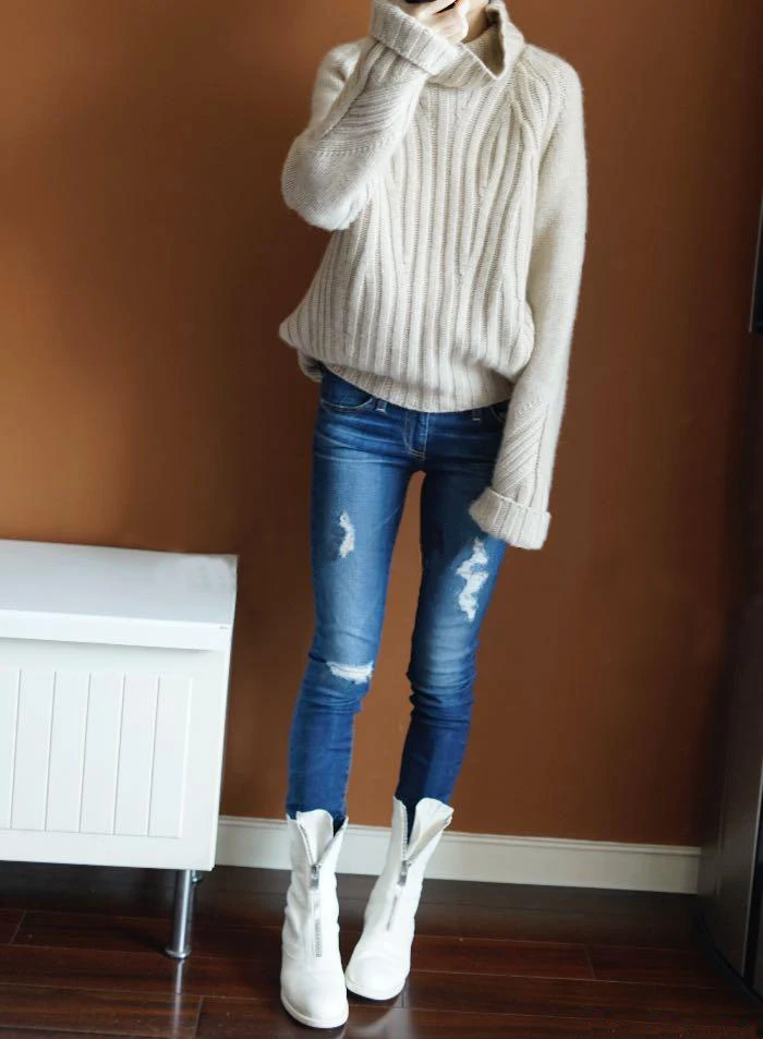 Новые модные зимние кашемировые шерстяные женские пуловеры, Повседневные свитера с длинным рукавом и высоким воротником