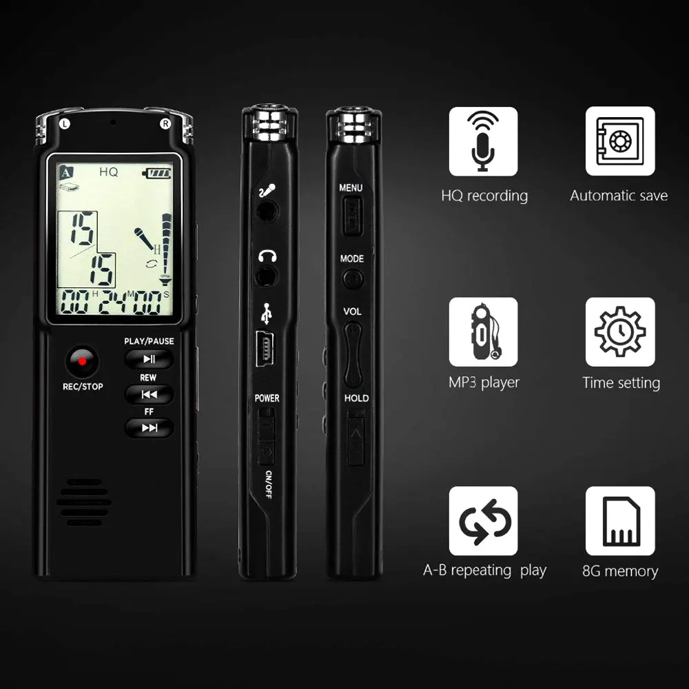 T60 16GB USB Pen Digital Voice Recorder Voice Activated Digital Audio Voice Recorder Mp3 player Dictaphone,Support TF-Card
