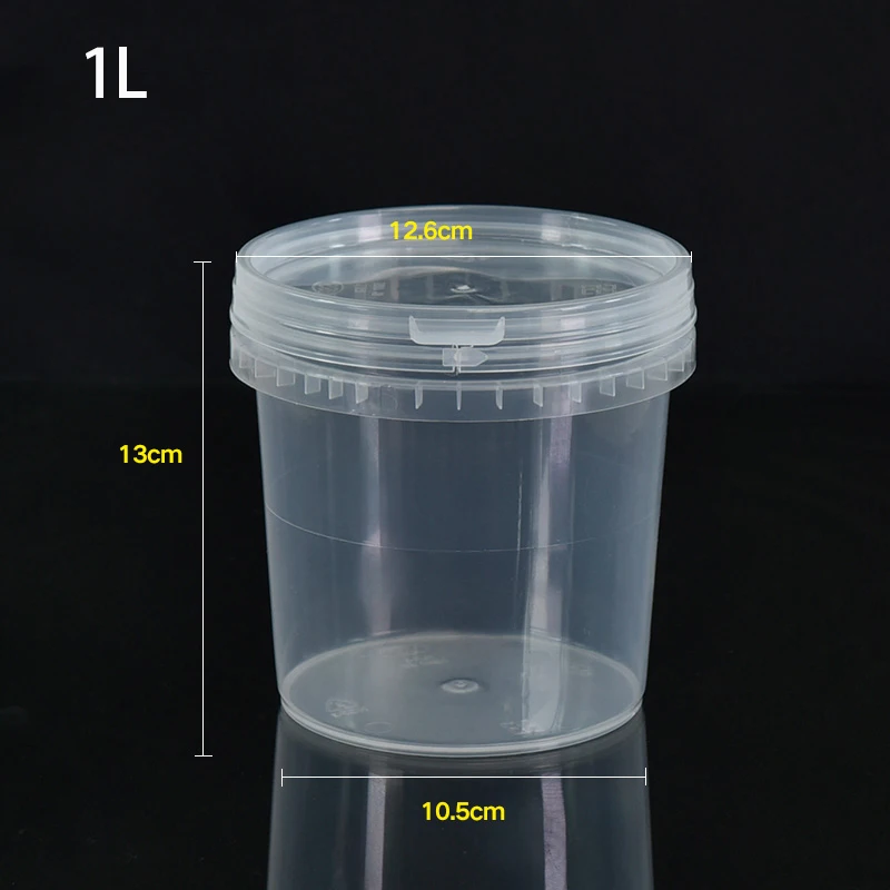 1 литр Прозрачное пластиковое ведро с крышкой пищевой PP материал контейнер для хранения многоразового использования Бутылка для пищевой косметики