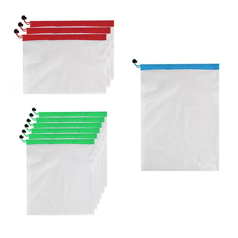 

12Pcs Reusable Mesh Produce Bags Washable Bags for Grocery Shopping Storage Fruit Vegetable Toys Sundries Organizer Storage Bag