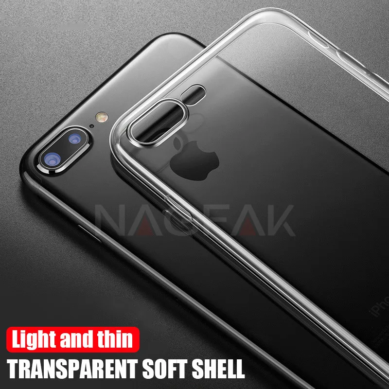 NAGFAK ультра тонкий прозрачный чехол для iPhone 8 7 Plus 6 6S Plus чехол s мягкий TPU чехол для iPhone 6 6S 7 8 Plus чехол для телефона Capa