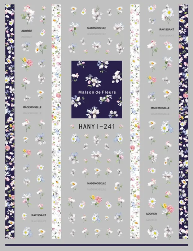 Новейший дизайн 177-179-184 цветы дизайн 3d дизайн ногтей стикер Модный шаблон Наклейка MAGICO - Цвет: HANYI-241