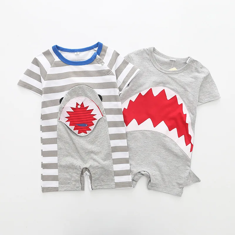 Baby Boy Rompers whale shark Pattern Jumpsuit Summer Newborn Short Sleeve Romper For Baby Clothes Cotton