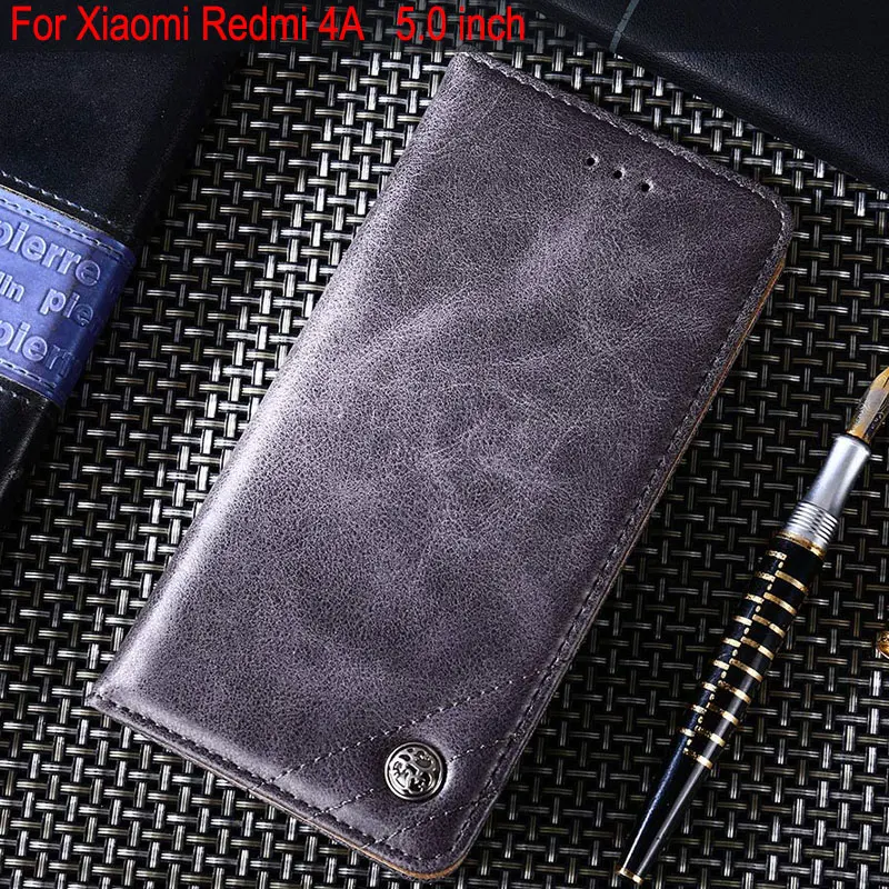 Чехол для xiaomi redmi 4a Роскошный кожаный флип-чехол подставка слот карт без магнитов