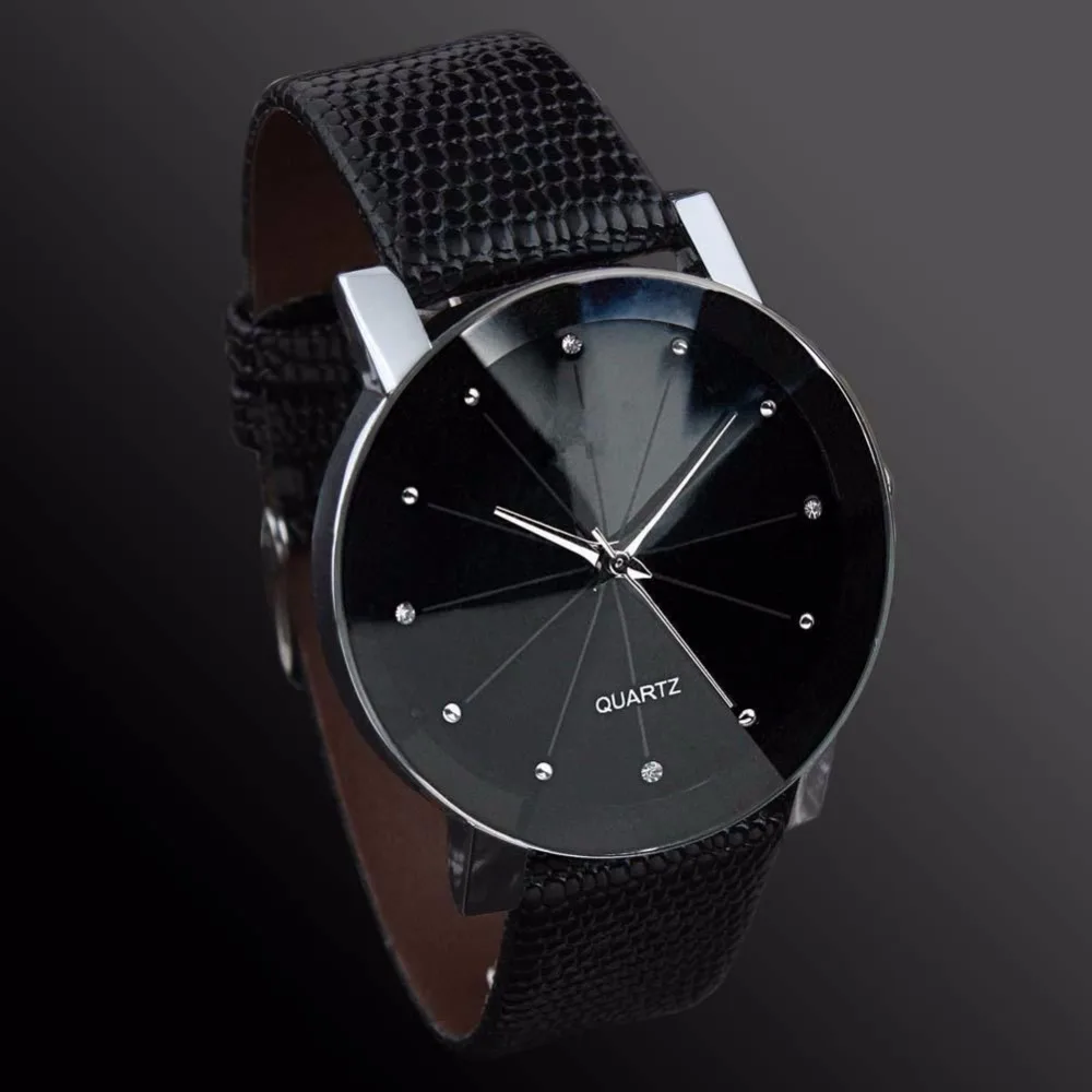 Women Wrist Watch Sport Quartz Fashion leather band Automatic best Gift Black 3