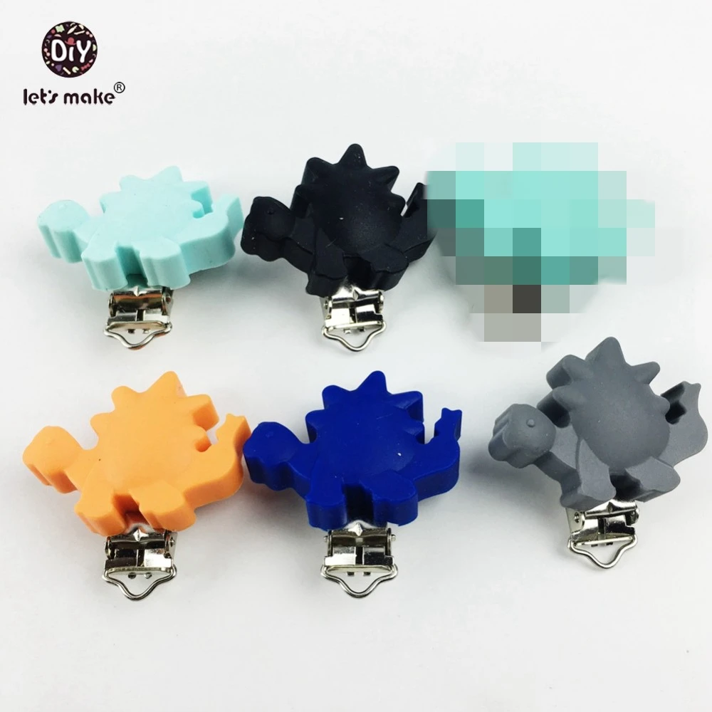 

Let's Make Pacifier Clip Silicone Dinosaur Clip BPA Free and Natural DIY Crafts (15pc) Clip Adapters Attachments