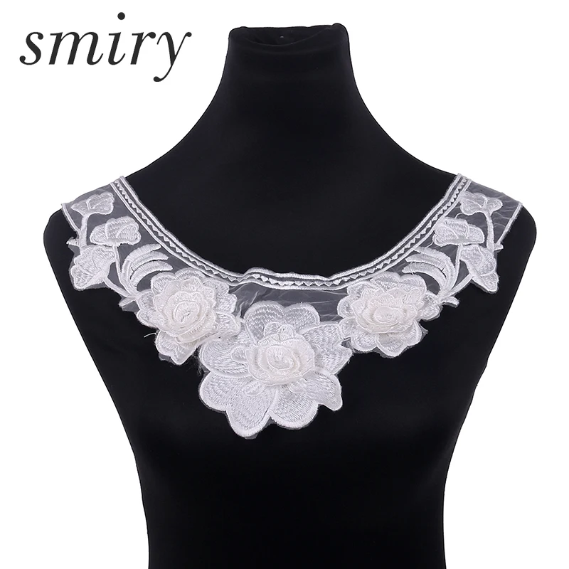 Smiry 1pc Beautiful Flower Net Yarn Embroidery Lace Collar Handmade African Fabric For Clothes Supplies Neckline Craft | Дом и сад