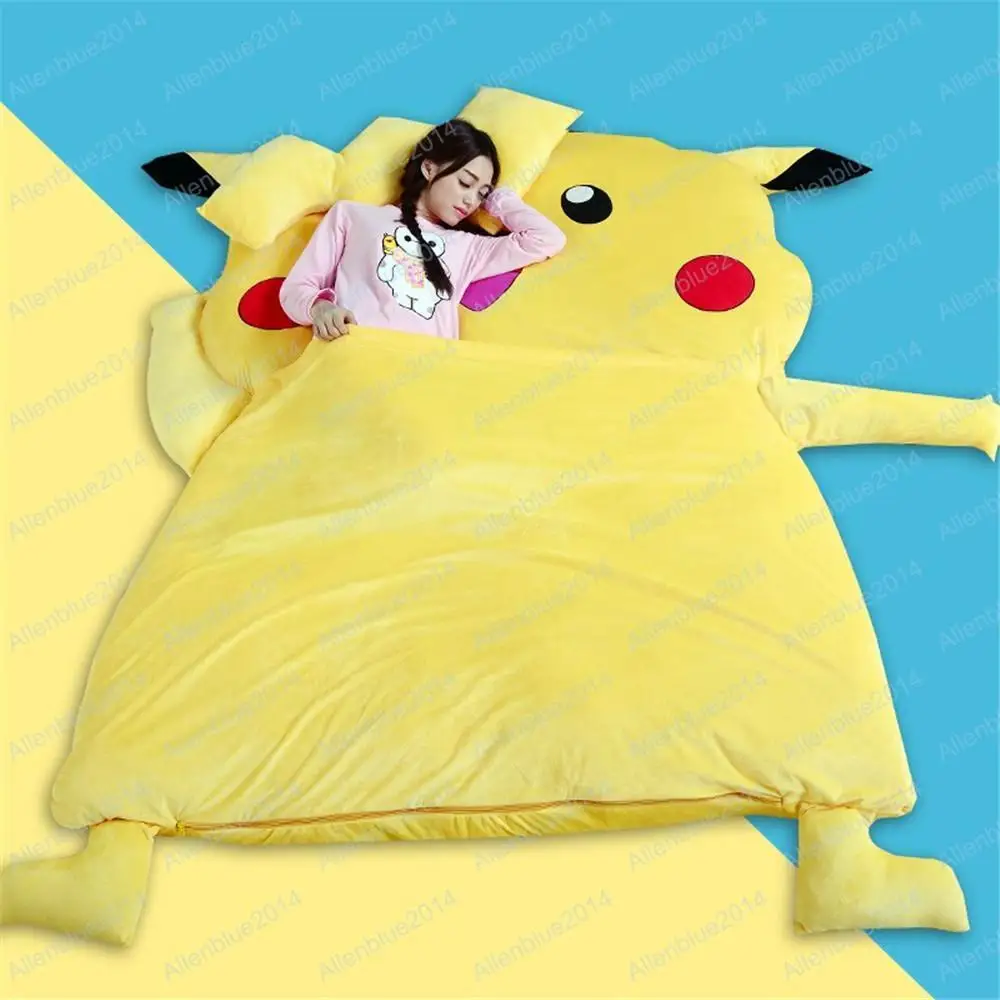 Giant Pikachu Sleeping Bag Cotton Filled Tatami Mattress Quilt Sofa Double Bed Cushion Plush Memory Foam Big Xmas Birthday Gift