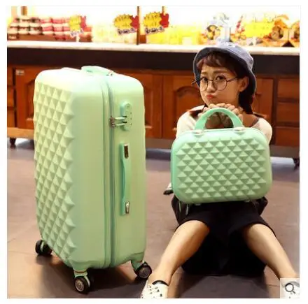 Чемодан для багажа, чемодан для багажа, Женская тележка, чемодан, 20 дюймов, 22 дюйма, 24 дюйма, 26 дюймов, чемодан для посадочного колеса - Цвет: 26with 14 green