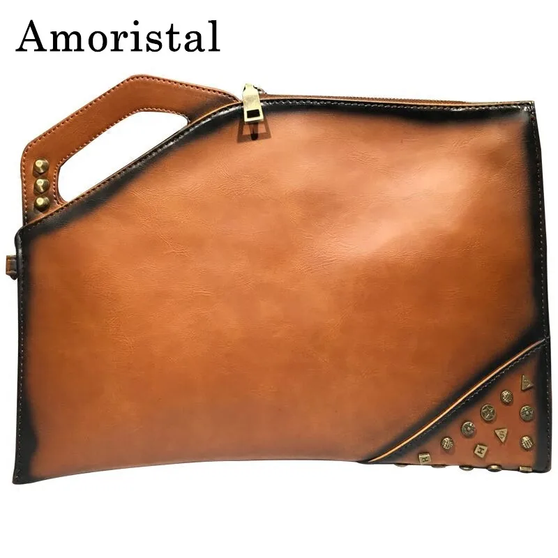 

Fashion Women Envelope Clutch Bag High Quality PU Leather Ladies Evening Bags Rivets Shoulder Bag Women's Totes Handbags B356