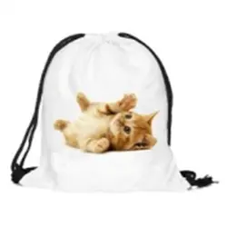Унисекс рюкзаки 3D Сумка на шнурке с рисунком Рюкзак (светло-желтый кот) 39*30 см