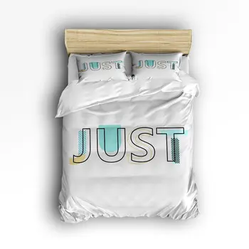 

Duvet Cover Set, Quotes Decor "Just" Inspirational Quote Positivity Theme Print, 4 Pieces Bedding Sets with Zipper Closure