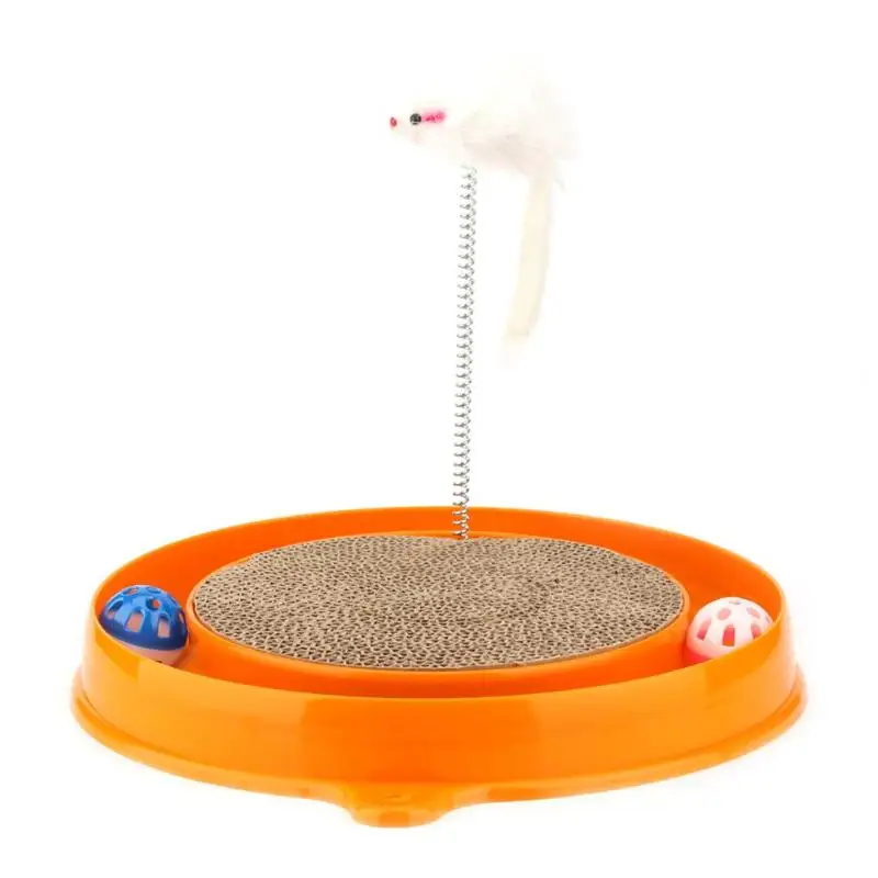 Кошачьи игрушки скретч доска мышь игрушка гофрированная бумажная рамка для животных весенние колокольчики Когтеточка забавные игральные игрушки для кошек - Цвет: Orange
