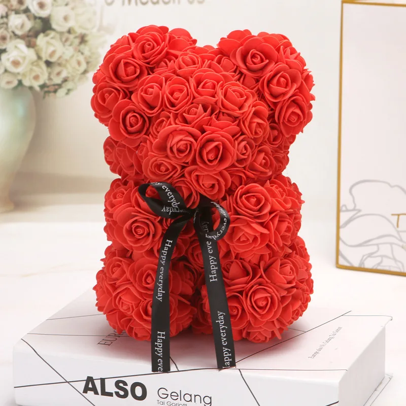 40 см большой красный плюшевый мишка Роза цветок Искусственные Рождественские подарки для женщин День Святого Валентина подарок игрушки для девочек