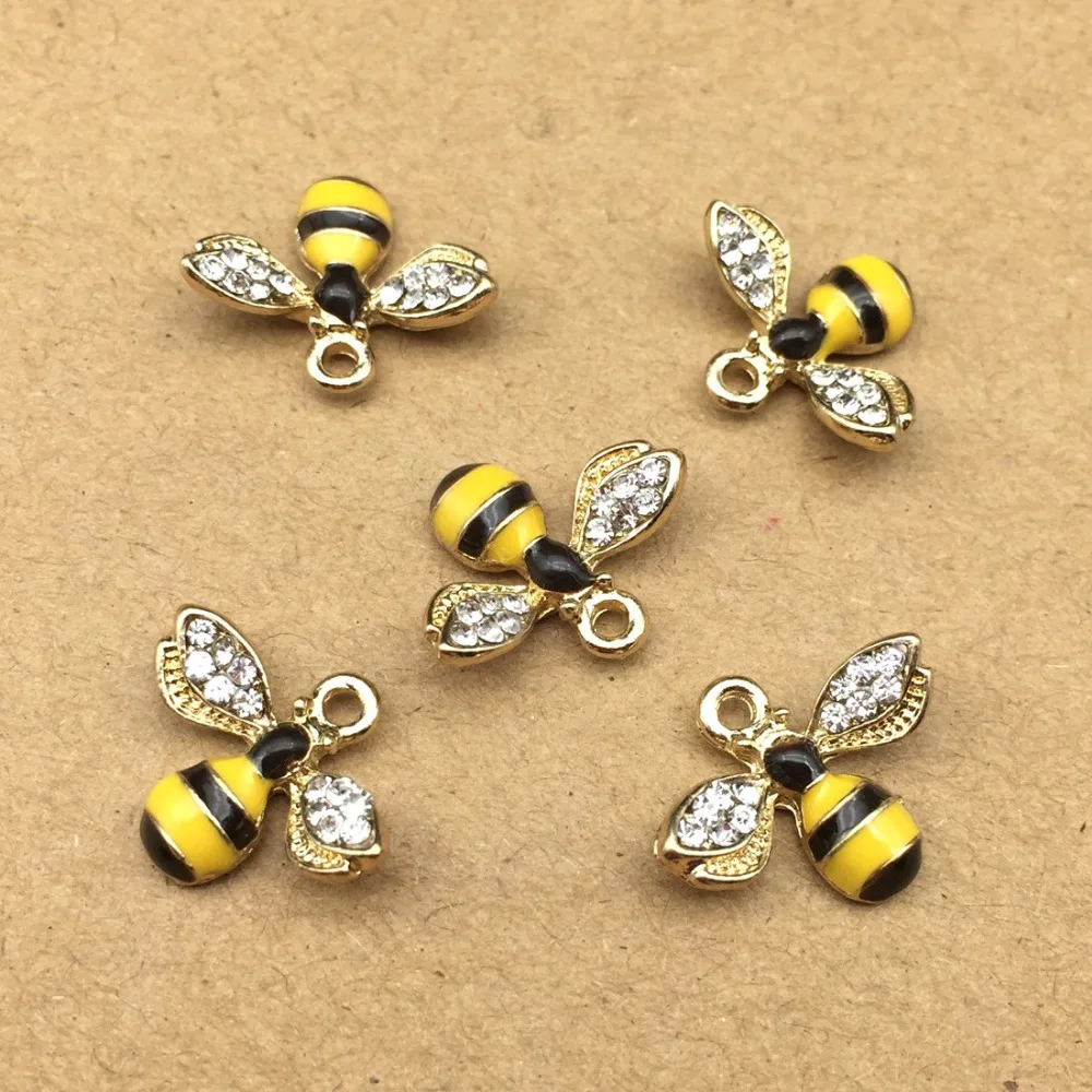 

10pcs 14x18mm Korean accessories point enamel crystal bee wasp charms Necklace earring bracelet pendant handmade DIY material