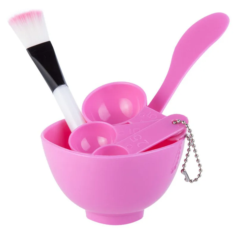 

High Quality 4 in 1 Plastic Facial Mask Mixing Bowl with Brush Spoon Stick Tool Makeup Kits DIY Homemade Cosmetic Tool Maquiagem