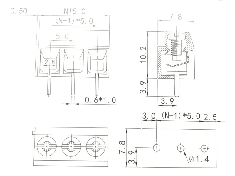 WJ126V 5.0mm pitch size
