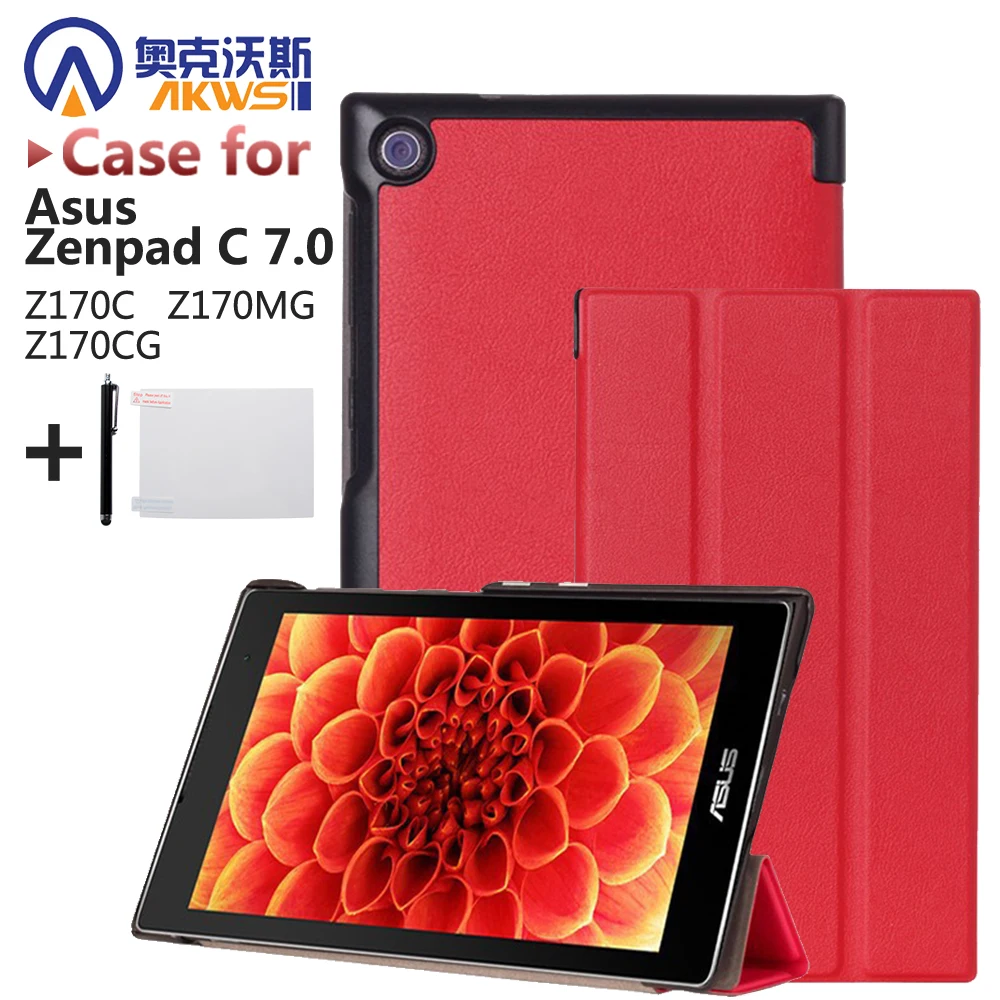 Магнит кожаный чехол подставка для Asus ZenPad c 7,0 z170c z170mg z170cg Tablet + Защитные пленки + стилус