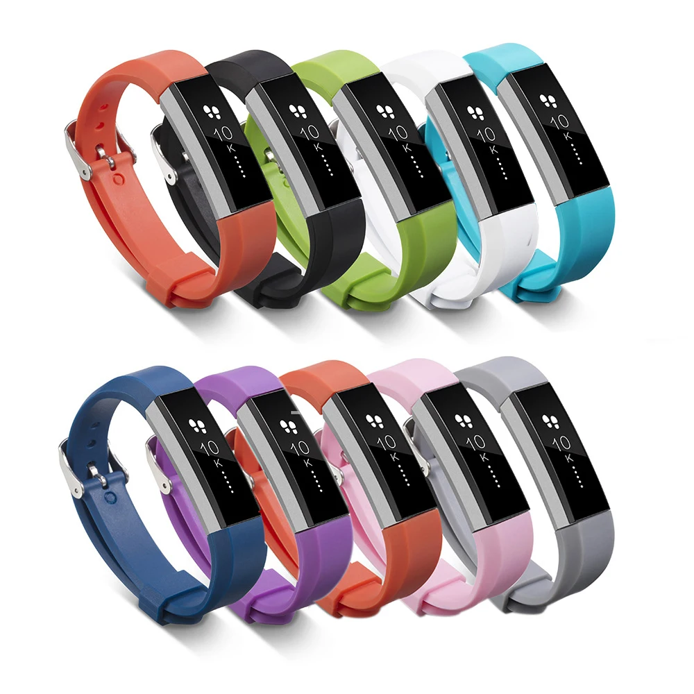 Sports Safety Replacement TPE Wristband Strap Metal Clasp Buckle For Fitbit Alta Bracelet Tracker Wrist Support Band Strap