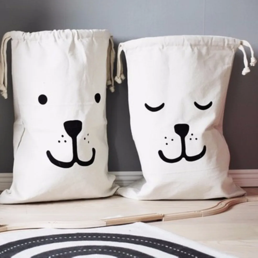 Storage Bucket With Handles Canvas Printing PE Waterproof Kids Toys Storages Barrel Home Washing Clothes Basket 40*50cm Sale
