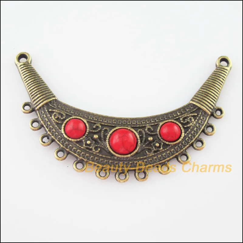 

New 1 New Charms Moon Connectors Red Antiqued Bronze Pendants Retro 40x67.5mm