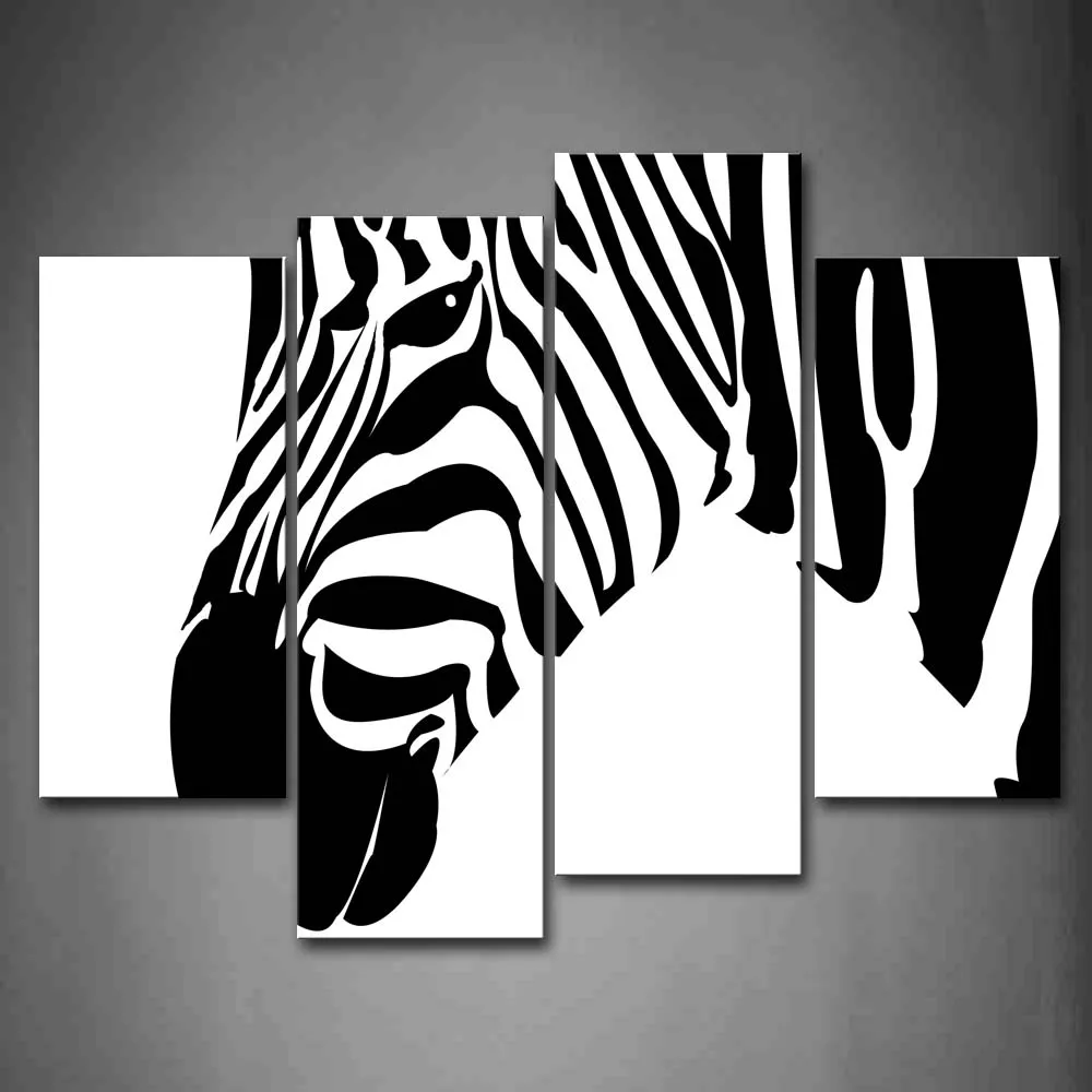 

Framed Wall Art Pictures Zebra'S Profile Canvas Print Animal Modern Posters With Wooden Frame For Home Living Room Decor