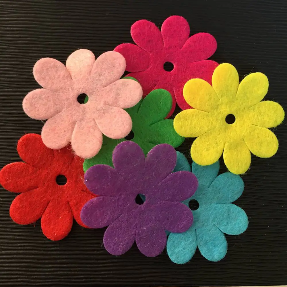 NEW 500PCS Mix 35mm Padded Felt Spring Flower Appliques Crafts Wedding