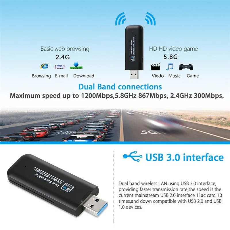 USB беспроводная Wi Fi сетевая ТВ карта WLAN LAN адаптер приемник 2 4G 5G 300M для Samsung Smart