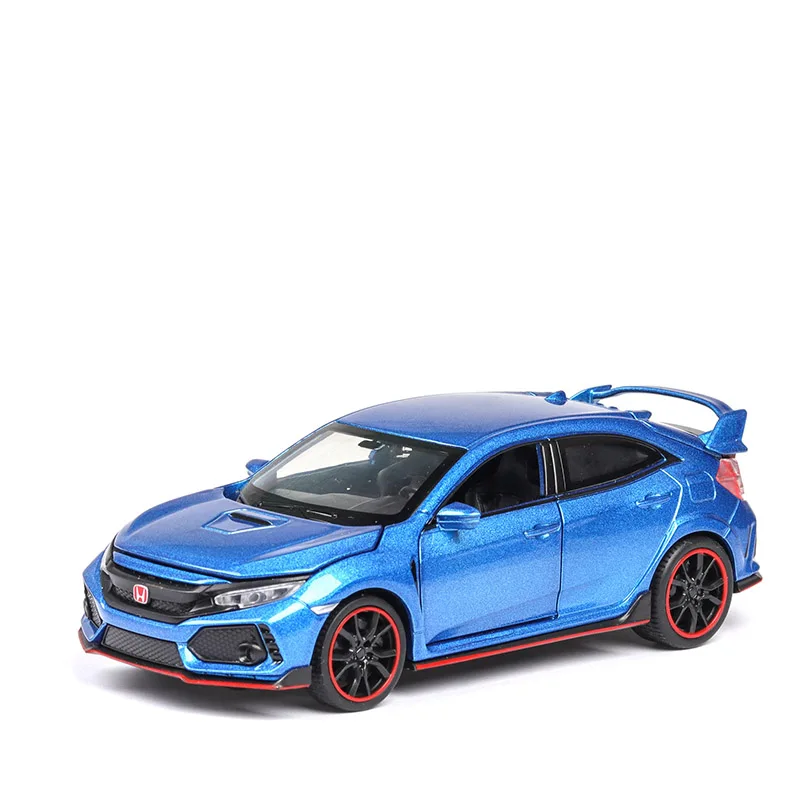 1/32 сплав Honda Civic Тип R Honda Модель игрушечных автомобилей литой металлический подвесной светильник звуковая Функция автомобиль коллекция игрушек автомобиль - Цвет: blue without box