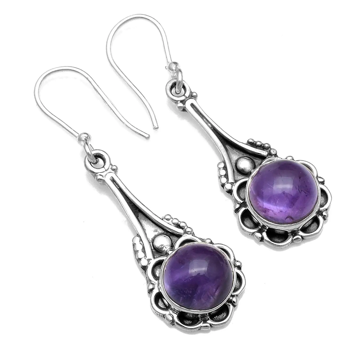 

Genuine Amethyst 925 Sterling Silver Earrings, 43.5 mm, AE2579