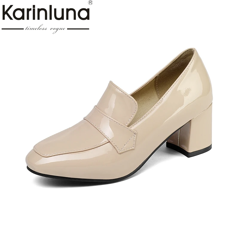

KARINLUNA High Quality 2018 Fashion Big Size 32-43 Spring Autumn Slip On Women Shoes Shallow Square Heels Ladies Shoes