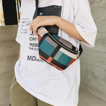 

Women's Waist Bag Fashion Stitching Belt Bags PU Leather Fanny Pack Female Shoulder Crossbody Chest Bag Banana Hip Small Pocket